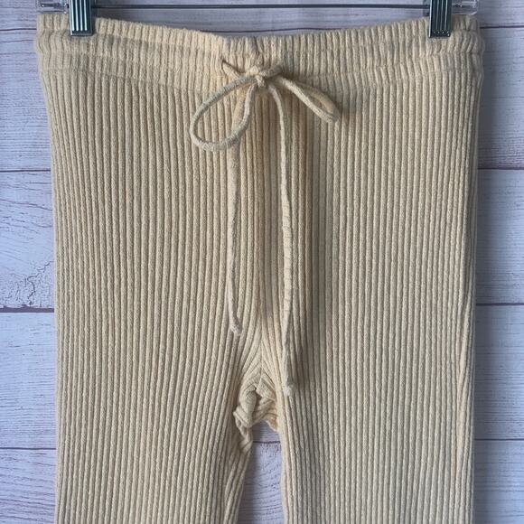 Billabong Yellow Ribbed Knit Pants High Waisted Drawstring Size Large - Picture 12 of 16